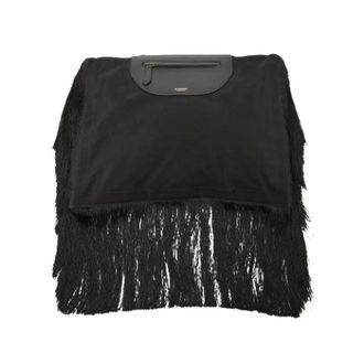 Burberry Pre-owned Fringe Canvas Clutch - Dames - Pre-owned - Zwart - Maat: ONE Size Leer