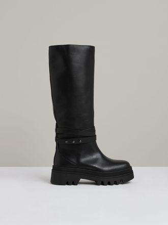 Reiss Albany Boots Leather Plain, Black Size: X11