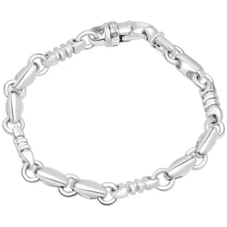 Pompeii3 Mens Mariner with Ribbed & Rolo Links 14k Gold (46gram) or Platinum (74gram) 6.5-8mm Bracelet 8.5
