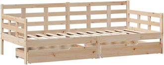 vidaXL Daybed with Drawers without Mattress 90x190 cm Single Solid Wood Vidaxl