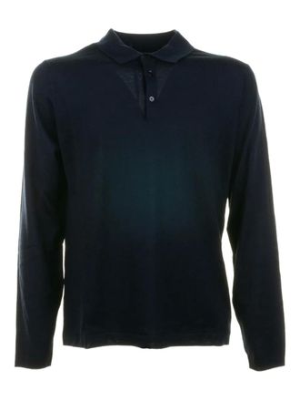 Brooksfield buttoned long-sleeve polo shirt - men - Fabric - 50 - Blue