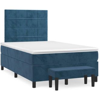 vidaXL Cama Box Spring Con Colch&oacute;n Terciopelo Azul Oscuro 120x190 Cm