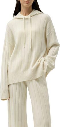 LilySilk Ribbed Hooded Knit Top in White at Nordstrom, Size Medium
