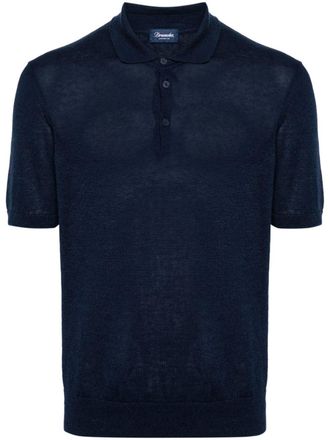 Drumohr cotton-linen knit polo shirt - men - Linen/Flax/Cotton - 46 - Blue
