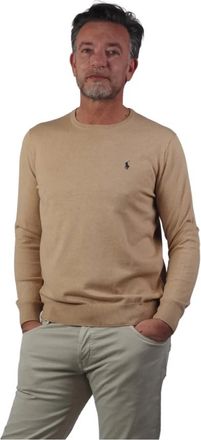 Ralph Lauren Polo beige ronde hals heren trui - L- CAM - Heren - Ronde hals truien - Beige - L - Katoen - Truien & Vesten