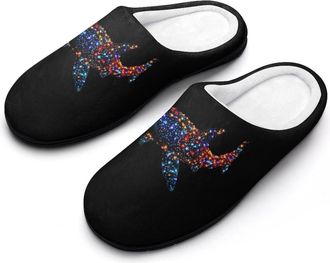Generic Whale Shark with Christmas Lights Mens Slippers Memory Foam Winter Warm Sandals Slip On House Shoes Size 7-14