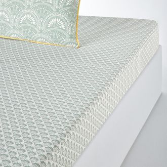 La Redoute Interieurs Hoeslaken in gewassen katoen, Jaipur groen