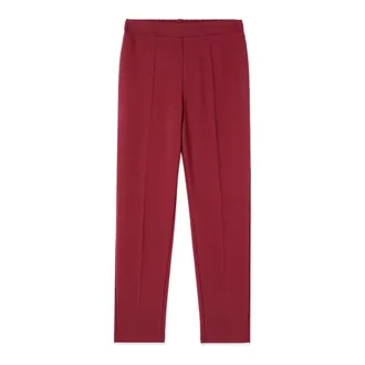 Oltre Broeken, Dames, Rood, S, Leer, Regular Broek in Cr&ecirc;pe Stof