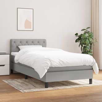 vidaXL Cama Box Spring Con Colch&oacute;n Tela Gris Claro 80x200 Cm Vidaxl