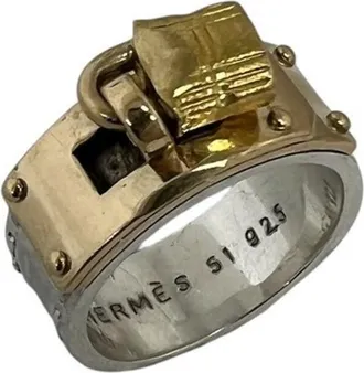 Herm&egrave;s Gold Silver Yellow Gold (18K) Silver 925 Band Ring (Pre-Owned)