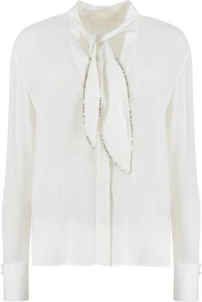 Genny Zijdenmix Shirt met Lange Mouwen - Dames - Blouses - Wit - L - Overhemden