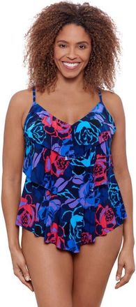 Aqua Green Triple Ruffle Tier Adjustable Tankini Swimsuit Top in Rose Grows at Nordstrom, Size Small