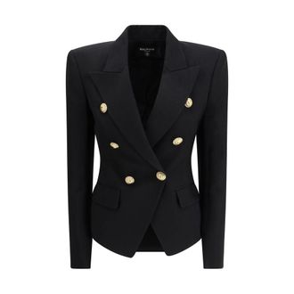 Balmain Double-Breasted Wool Blazer - Black