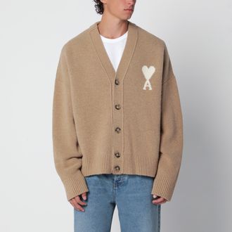Ami Cardigan Ami de Coeur beige in misto alpaca