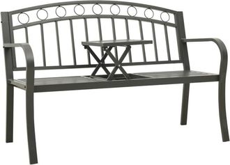 vidaXL Garden Bench with Table Grey 120 cm Steel vidaXL