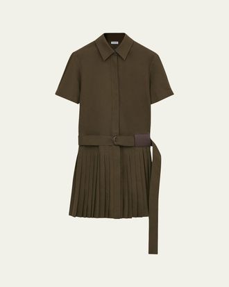 Loewe Belted Pleated Mini Shirtdress