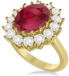 Allurez Oval Ruby and Diamond Ring 14k Yellow Gold (5.40ctw)