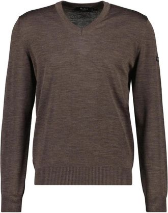 Maerz V-hals Pullover - Heren - Ronde hals truien - Bruin - L - Wol - Truien & Vesten