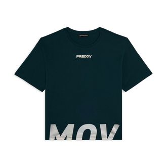 Freddy T-shirt cropped con spacchi laterali e stampa tagliata