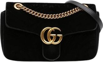 Gucci Pre-owned Quilted Velvet Shoulder Bag - Dames - Vintage Schoudertas - Zwart - ONE Size - Leer - Vintage