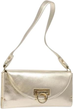 Ferragamo Pre-owned Leather Shoulder Bag - Dames - Vintage Schoudertas - Geel - ONE Size - Leer - Vintage