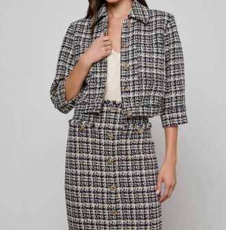 L'agence Jia Tweed Jacket In Midnight Multi