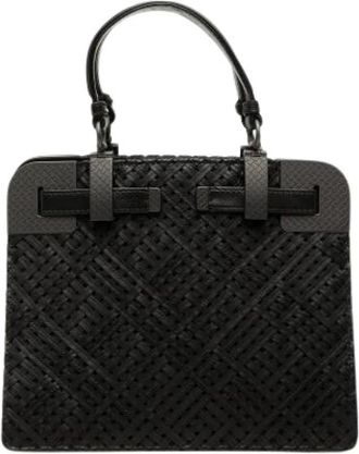 Bottega Veneta Pre-owned Geweven Leren Handtas - Dames - Vintage Handtas - Zwart - ONE Size - Leer - Vintage