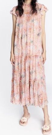Anna Sui Oasis Blooms Tiered Maxi Dress in Blush Multi at Nordstrom, Size Medium