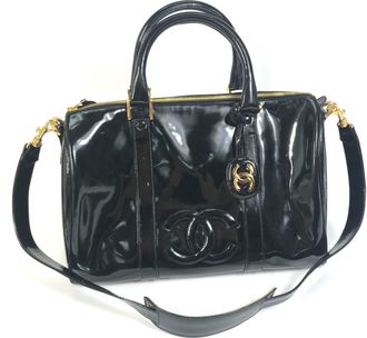 Chanel Black Patent Leather Boston Bag (Pre-Owned)