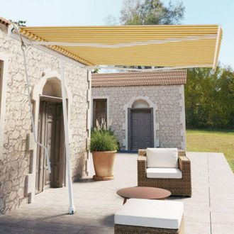 vidaXL Toldo De Pie Autom&aacute;tico Amarillo Y Blanco 300x250 Cm Vidaxl