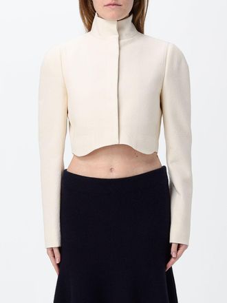 Alaia Tailored Cropped High-Neck Jacket in Wool Cr&ecirc;pe