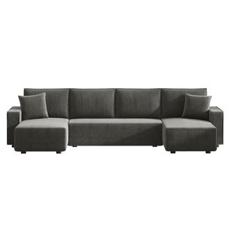 Concept Usine Sof&aacute; cama de 6 plazas con ba&uacute;l en terciopelo a cuadros antracita