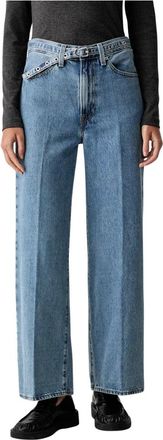 Levi's Ribcage Wide-Leg Jeans met Riem - Dames - Regular Fit Jeans - Blauw - W28 L34 - Katoen - Jeans