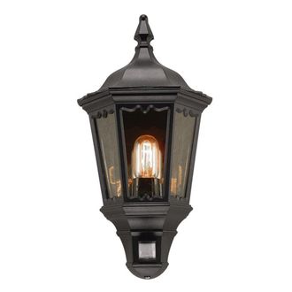 Netlighting Medstead 1 Light Outdoor Half Lantern Light Black with PIR Motion Sensor IP43 E27