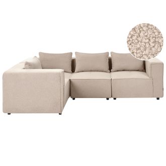 Beliani Sof&aacute; Esquinero Derecho Moderno 4 Plazas Modular Tapizado De Boucl&eacute; Beige Axebo