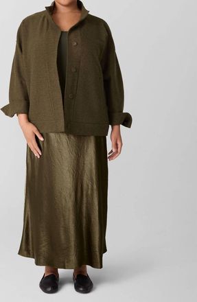 Eileen Fisher Womens Stand Collar Jacket In Alpine