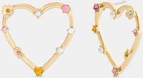 Coach Womens Oversized Heart Stud Earrings in Yellow | Metal
