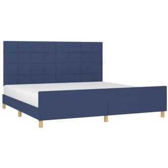 vidaXL Cama Sin Colch&oacute;n Tela Azul 200x200 Cm Vidaxl