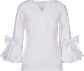 Anne Fontaine Clissa 3/4 Sleeves Fitted Pima Top shirt in White at Nordstrom, Size 36