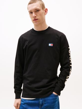 Tommy Jeans Langarmshirt TOMMY JEANS TJM REG POP COL NW CLSC LS T EXT, Herren, Gr. XL, schwarz, Single Jersey, Obermaterial: 100% Baumwolle, unifarben, regular fi