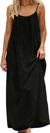 Generic Long Dresses for Women Uk Summer Dresses for Women Fashion Casual Flowy Backless Cami Dress Holiday Sleeveless Cosy Maxi Sundress Beach Plus Size Spag