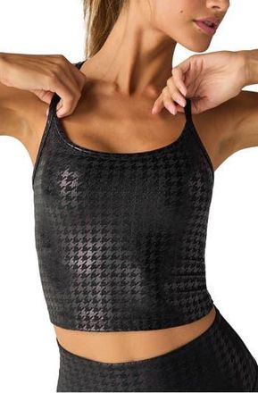 Beyond Yoga Houndstooth Check Slim Crop Tank in Houndstooth Black at Nordstrom Rack, Size X-Large
