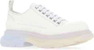 Alexander McQueen Womens Chalk Canvas Tread Slick Sneakers 8892