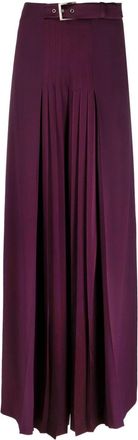 Alberta Ferretti belted wide-leg trousers - women - Acetate/Cupro/Viscose - 40 - Purple