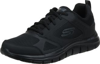 Skechers Mens Track Syntac Sneaker, Black Leather/Mesh/Black Trim, 8.5 UK