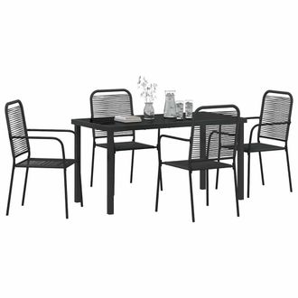 Berkfield Home Stunning 5 Piece Garden Dining Set Black Cotton Rope & Steel