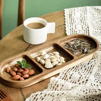 OEM Recipiente Dividido De Estilo Japon&eacute;s, Recipiente Multiusos, Bandeja De Madera Para Ensaladas, Recipiente Decorativo (3 Compartimentos)