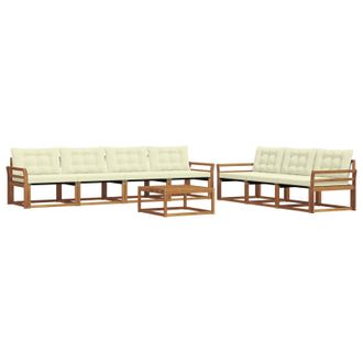 vidaXL Conjunto De Sof&aacute;s De Exterior Con Coj&iacute;n 8 Pcs Natural Y Crema Vidaxl