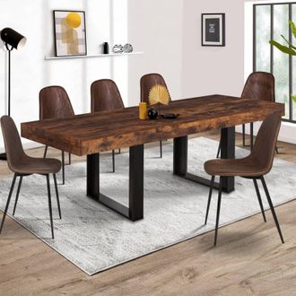 IDMarket Idmarket - Mesa De Comedor Phoenix Para 8 Personas En Madera Envejecida Y Negra 200 Cm
