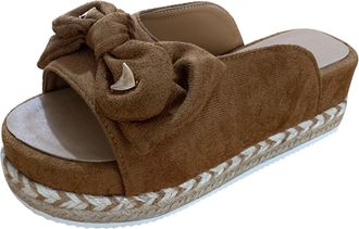 Generic Womens Summer Slippers with Footbed, Slippers Womens 42 Open Platform Non-Slip Slippers Open Toe Beach Shoes Weave Flat Sandals Breathable Beach Shoes